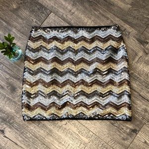 Forever 21 Chevron Sequin Mini Skirt